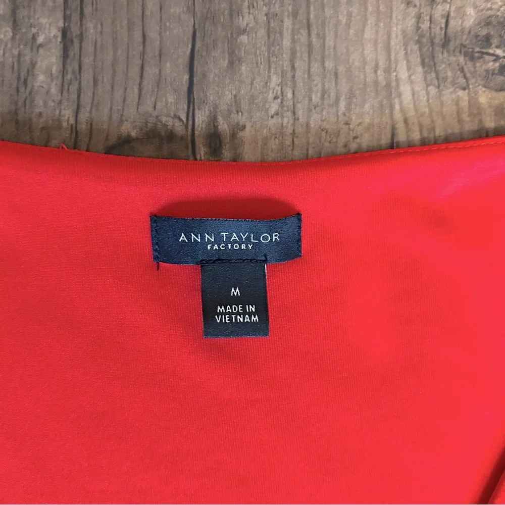 Ann Taylor Red Wrap Top Wide Leg Jumpsuit Romper - Picture 7 of 10